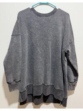 So Sweatshirt ~ Oversized Cozy Sweatshirt ~ Distressed Gray/Black ~ Large